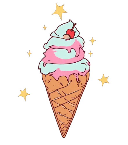 Whimsical Ice Cream TShirt Design: Sweet Treats and Sparkles