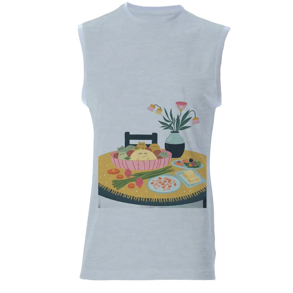 Customized Tee Shirts: Whimsical Gathering of Food Friends|i travel for food t shirt