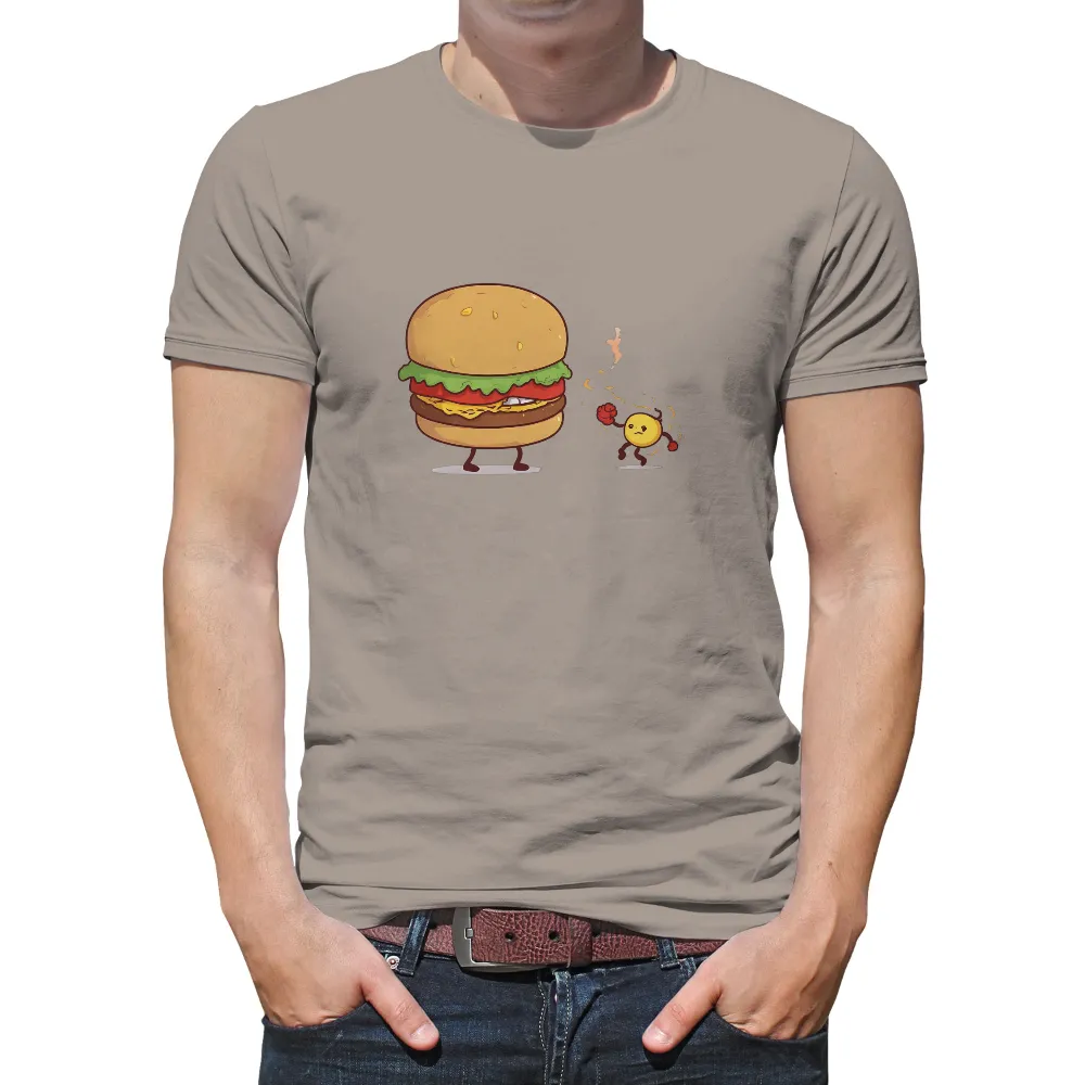 Graphic Tees: Burger Battle - Funny Cartoon Character Design|women funny valentines shirts