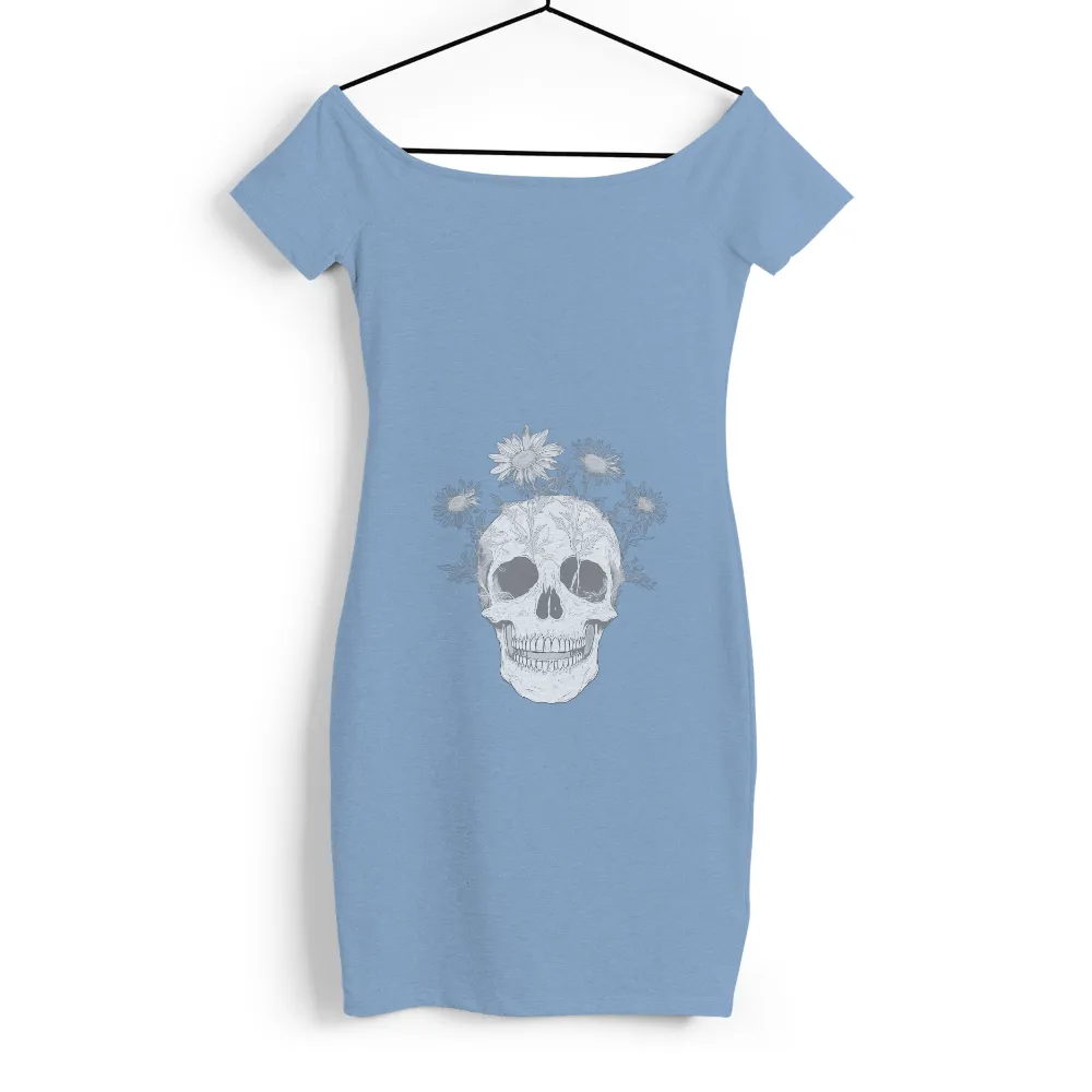 Customized Tee Shirts: Skull with Sunflowers - Artistic Design|t shirt design online work