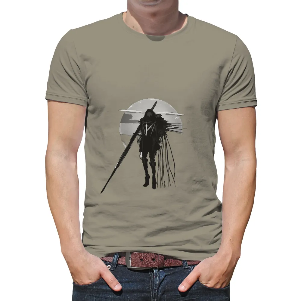 TShirt Design: Shadow Guardian Under the Full Moon| dramatic contrast