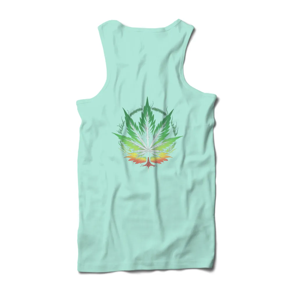 Custom T-Shirt Printing: Vibrant Cannabis Leaf Design|t shirt painting on nature