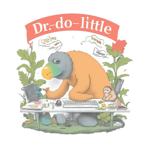 Whimsical Dr. Do-Little Sloth Design: Humor Meets Retro Charm