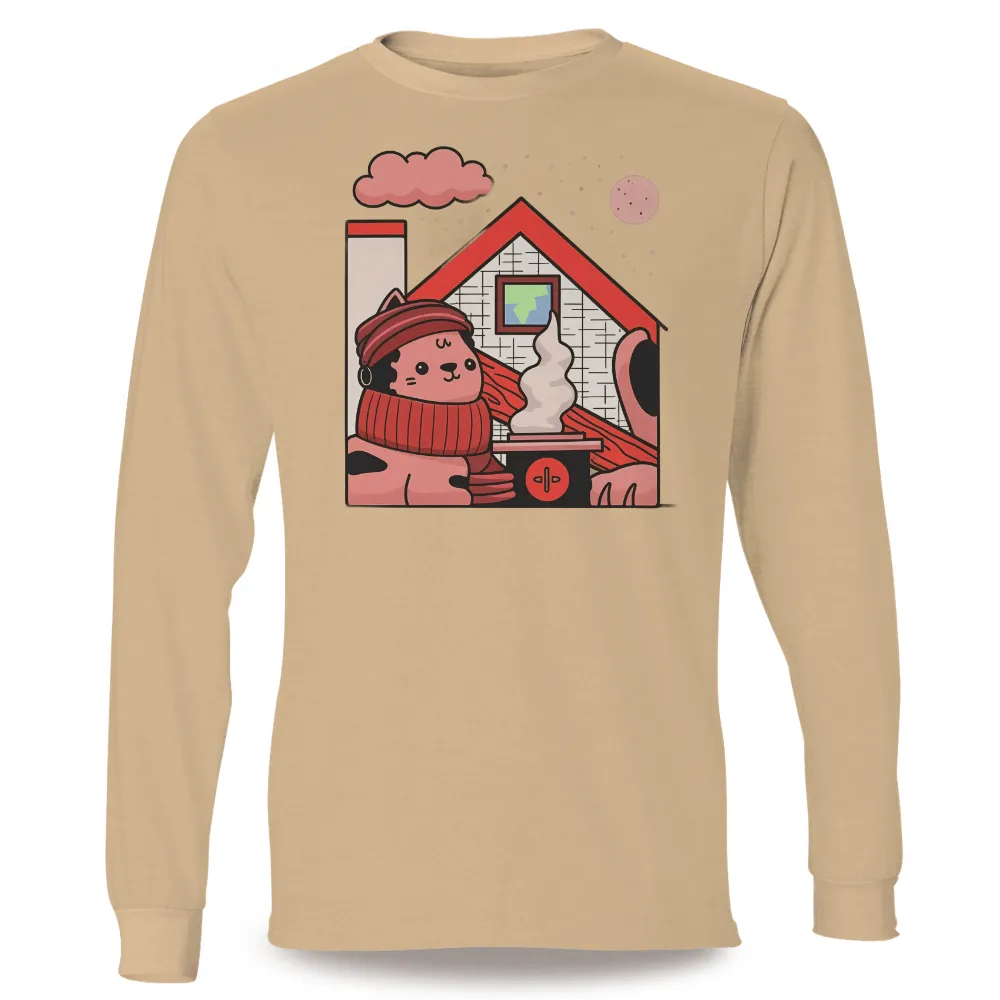 TShirt Printing: Cozy Winter Nights | Whimsical Character Design|Whimsical character in a red hat and scarf