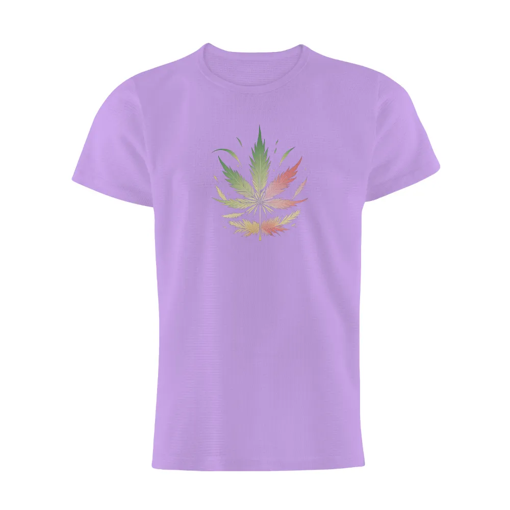 Customized Tee Shirts: Vibrant Cannabis Leaf - Nature's Harmony|t shirt painting on nature