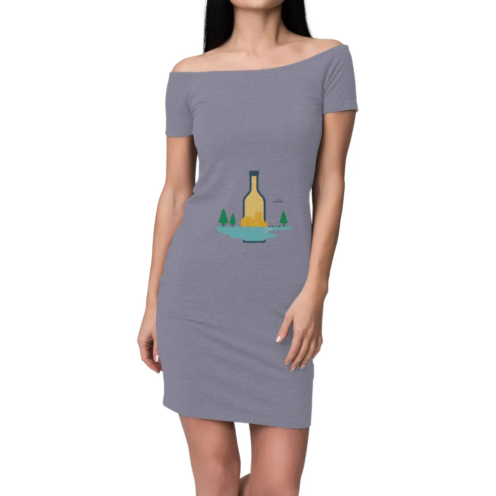 TShirt Design: Bottle City - Nature Meets Urban Life|Bottle with cityscape