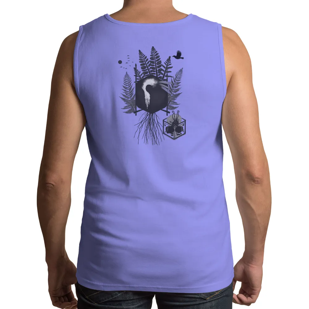 T-Shirts Design: Crane of Resilience and Transformation|casual vintage sun moon t shirt