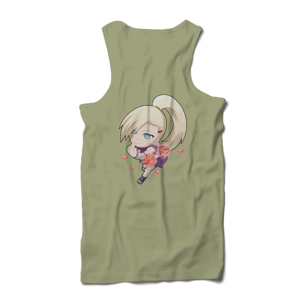 Tee Shirts Printed: Chibi Zero Two with Pink Carnations|t shirt zero two