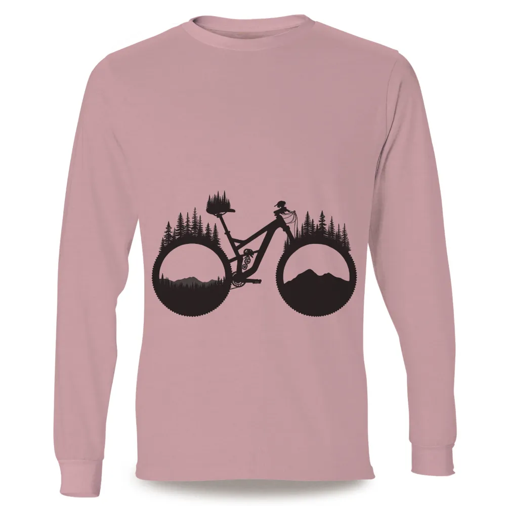 Custom Tee Shirts | Mountain Biking Adventure Through Nature| Dense forest in the front wheel