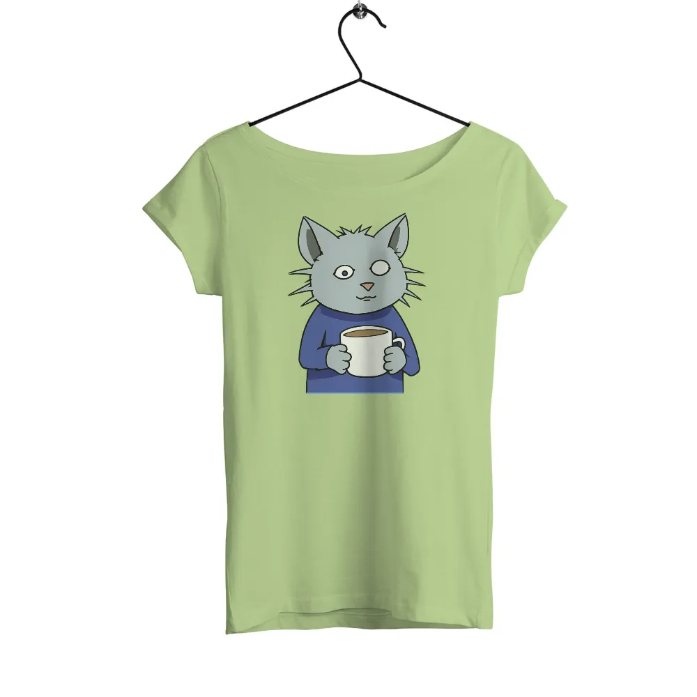 TShirt Printing: Whiskers' Morning Reflection - Cat, Coffee, Philosophy|valentine coffee shirt