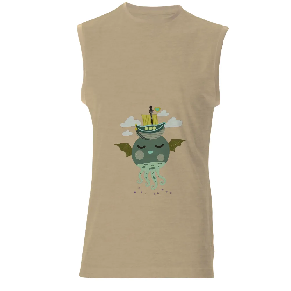 T-Shirts Custom: Whimsical Cthulhu with Love Boat|peace love and beer t shirt