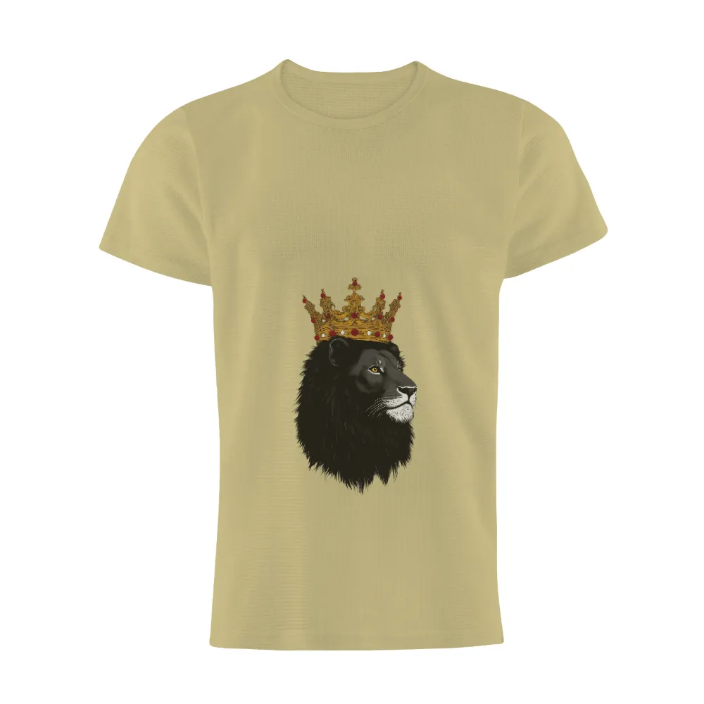 Custom T-Shirt Printing: Regal Lion with Crown - Artistic Design|zayde wisdom