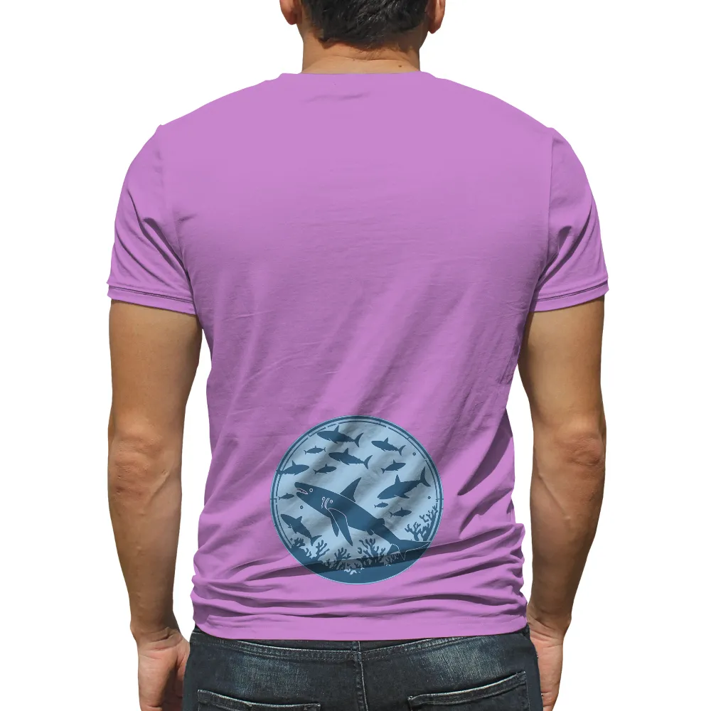 T-Shirt Printing: Shark Adventure | Minimalist Ocean Design| swimming sharks