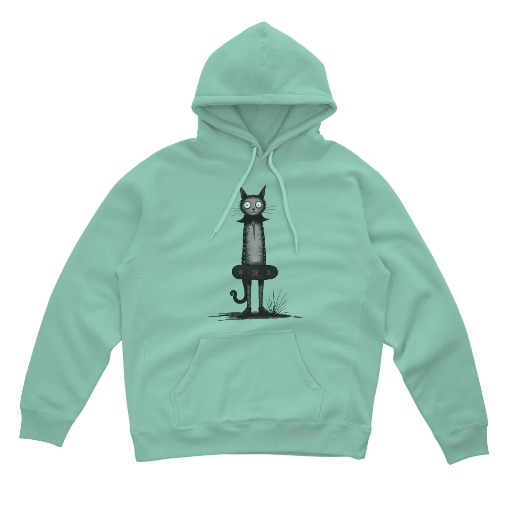 Custom Tee Shirts: SkateCat - Street Art Inspired Design| Whimsical cat character