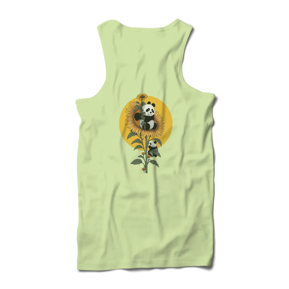 Custom T-Shirt Printing: Pandas in Sunflowers - Joy and Tranquility|simplicity tee shirt pattern