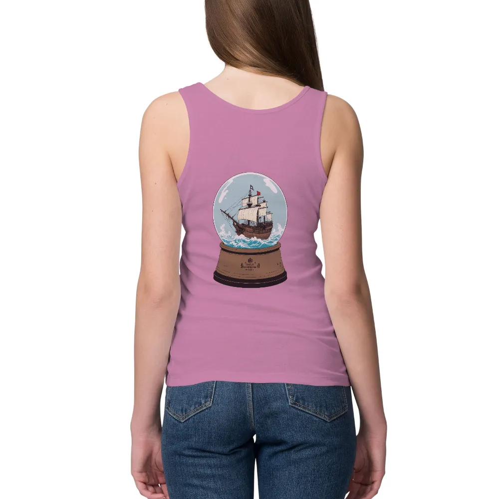 T-Shirts Pattern: Black Pearl Pirate Ship in a Snow Globe|chicago bulls retro tee