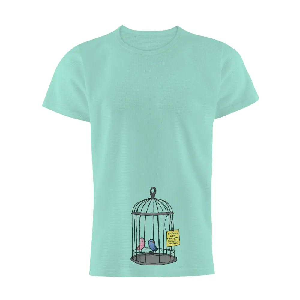 Custom T-Shirt Printing: Whimsical Birds in Cage - Funny & Quotes|military t shirts humor uk