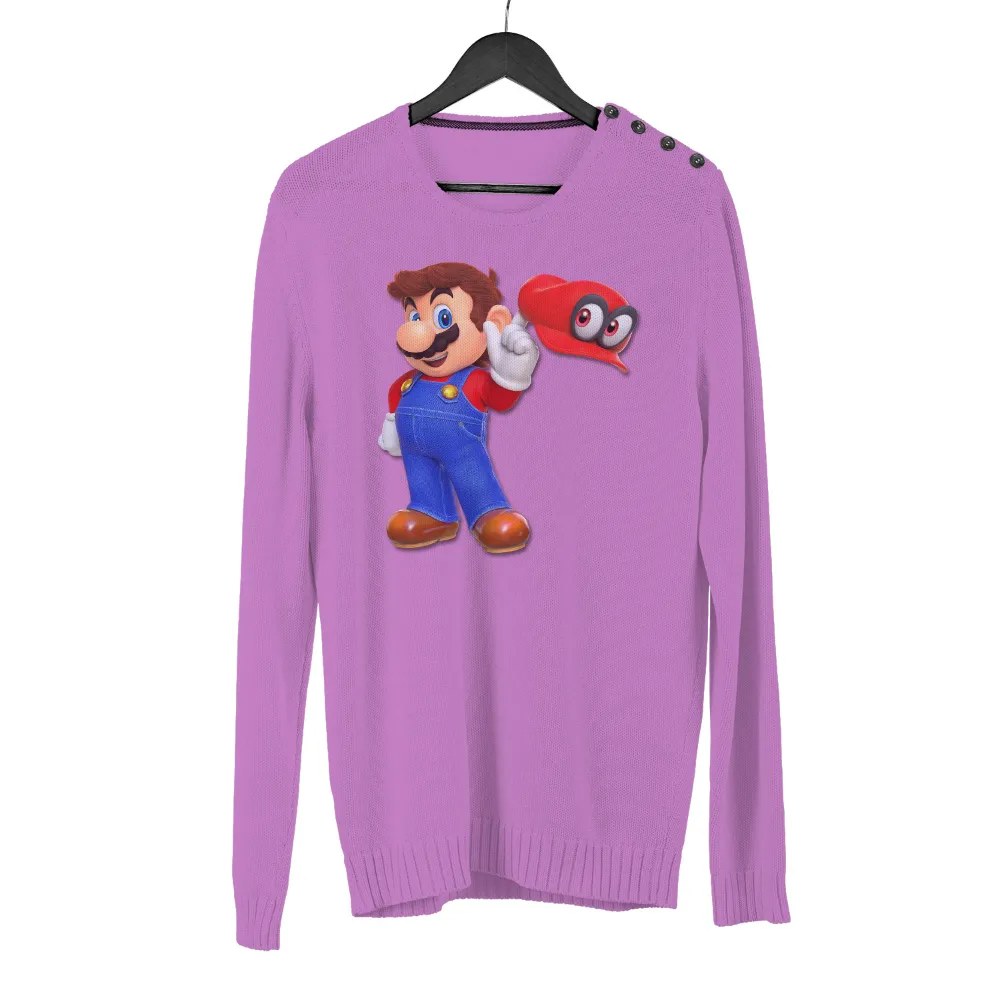 Customized Tee Shirts: Mario and Cappy - Friendship and Adventure|super mario t shirt varsity