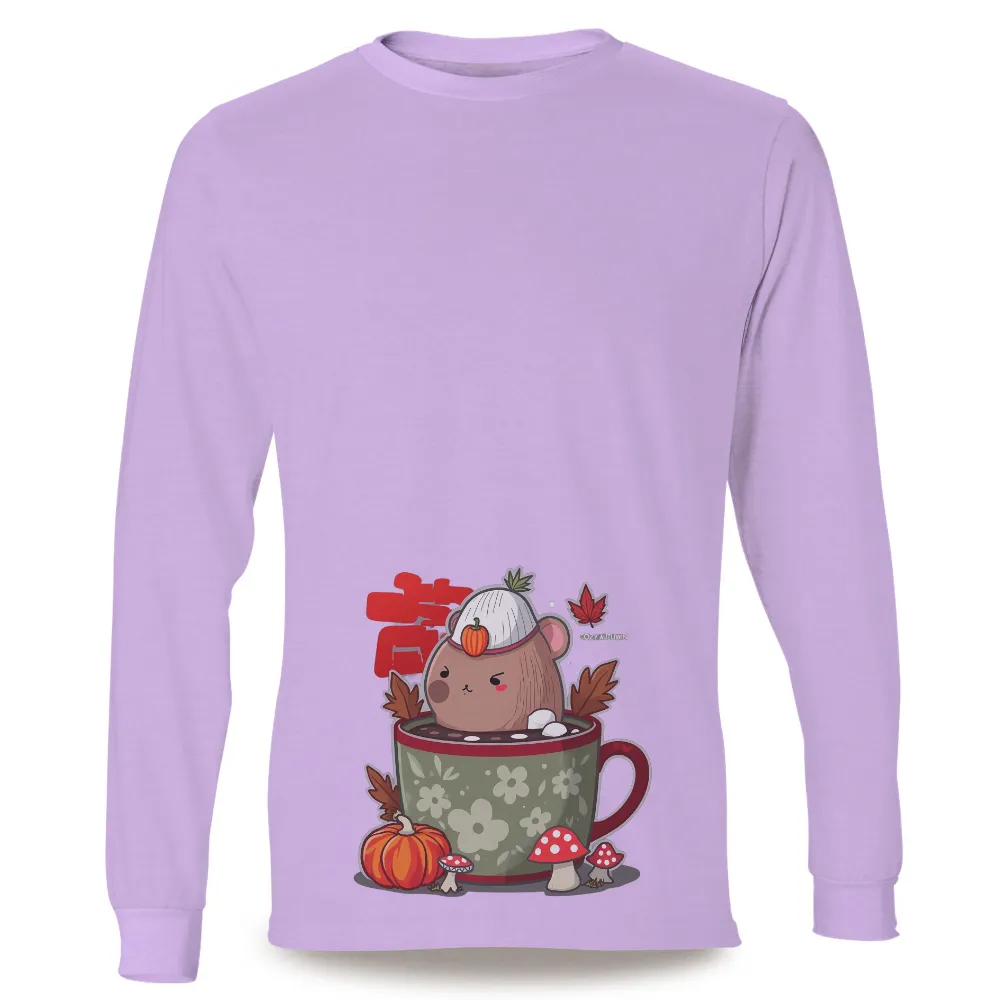 T-Shirts Custom: Cozy Autumn Hamster in a Mug| hamster with pumpkin hat