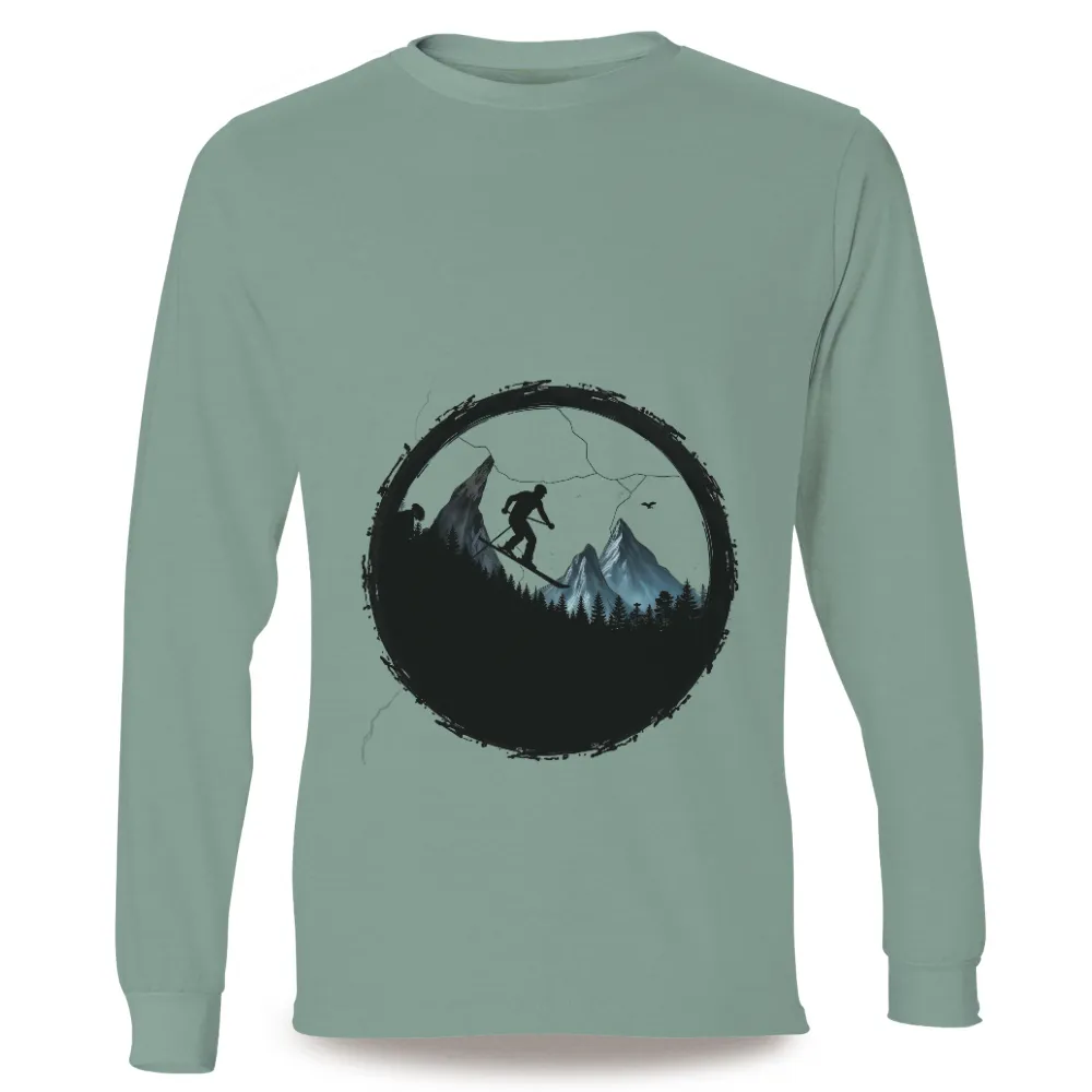 Customized Tee Shirts: Night Ski Adventure | Winter Sports Tees|skier in mid-air