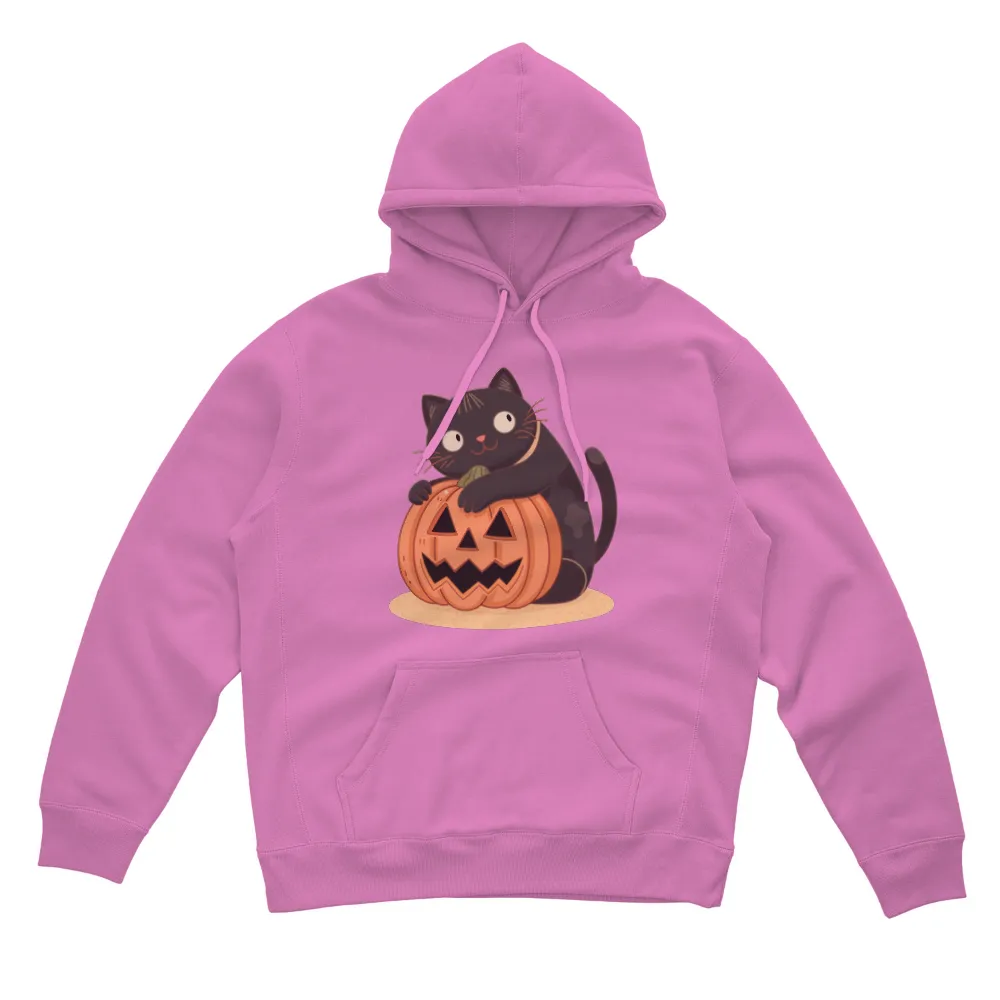 Customized Tee Shirts: Playful Cat with Pumpkin - Halloween Fun|t shirt roblox cute