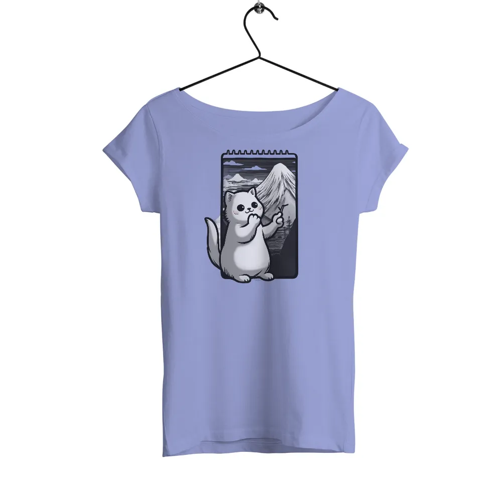 Custom Tee Shirts: Miko's Mountain Sketch - Artistic Cat Design|cat valentines shirt