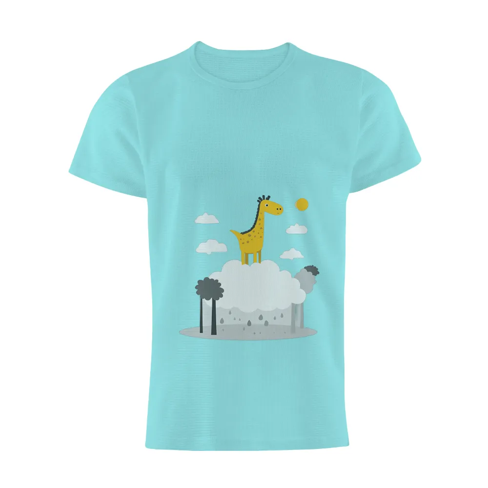 Tee Shirts Printed: Giraffe Floating in the Clouds - Adventure and Joy|dream manhunt merch