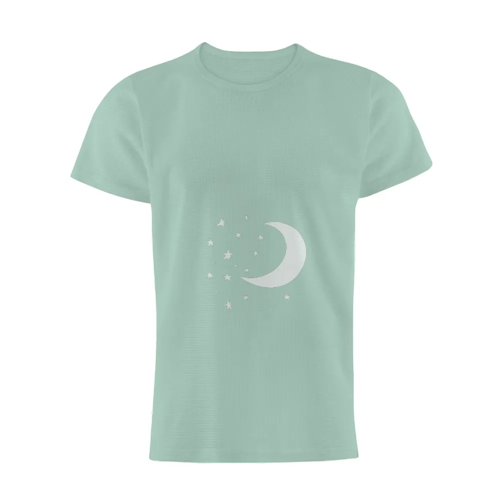 T-Shirts Design: Embrace the Magic of the Night Sky with Stars and Crescent Moon|black and white wonder woman shirt