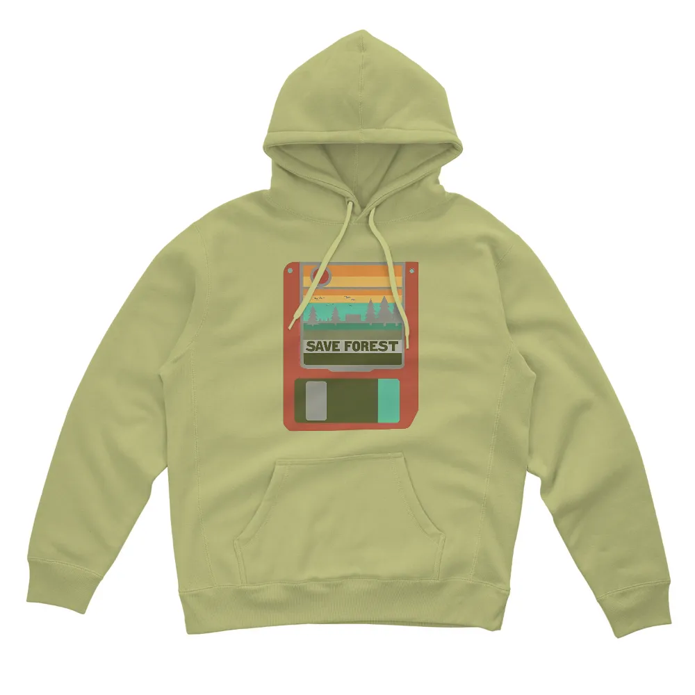 T-Shirts Custom: Save Forest Retro Floppy Disk Design| save forest text