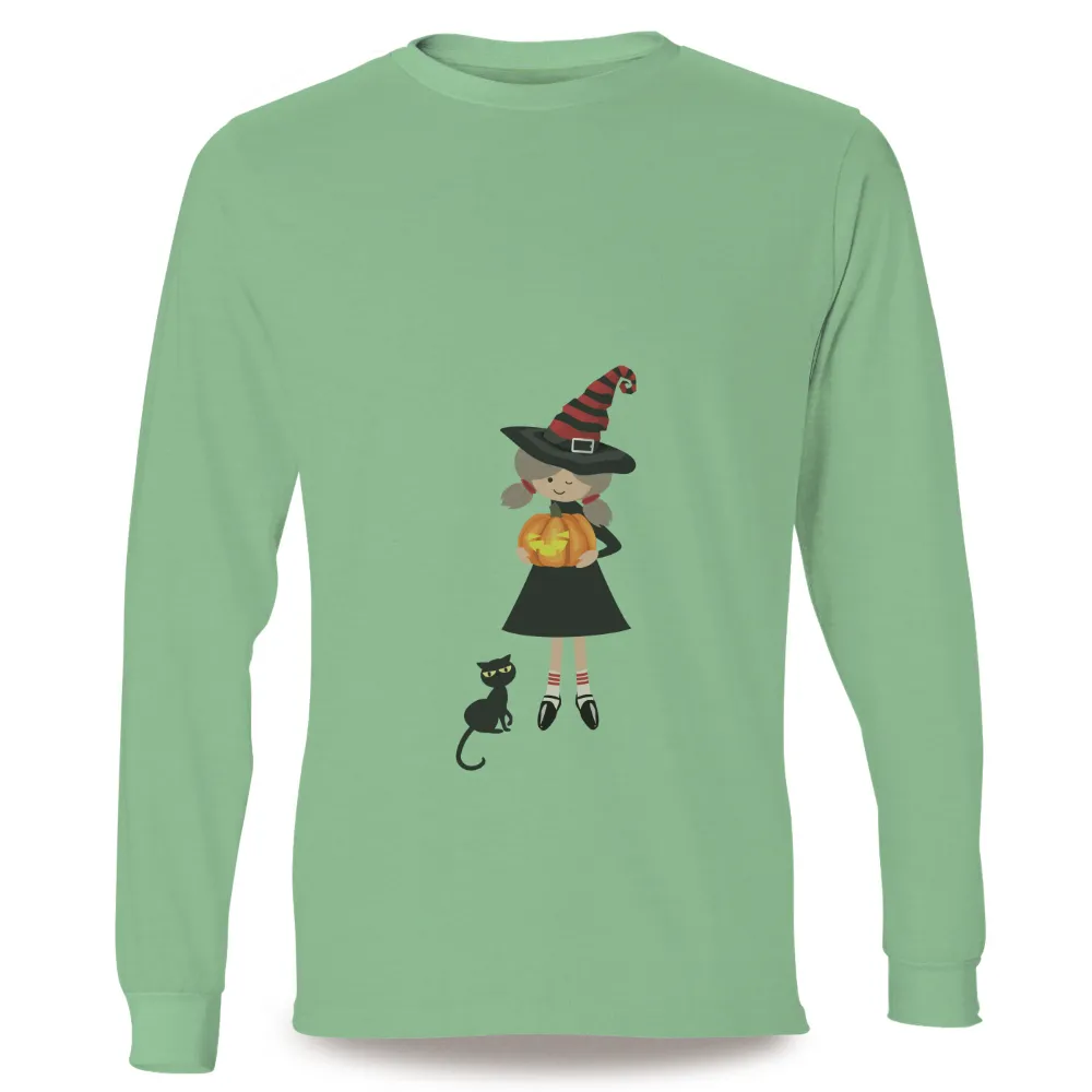 TShirt Design: Halloween Witch with Pumpkin and Black Cat|buc ee's new halloween shirt 2022