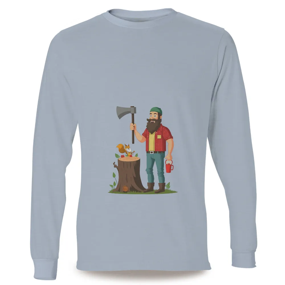 Custom Tee Shirts: Lumberjack and Squirrel - Nature's Harmony|squirrel winters shirt