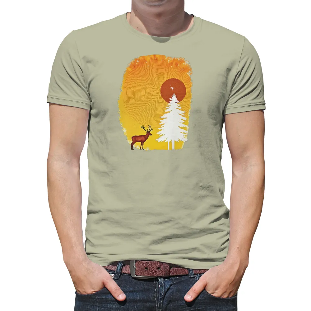 Graphic Tees: Nature's Harmony - Stag and Pine Tree Design|harmony day t shirts best and less