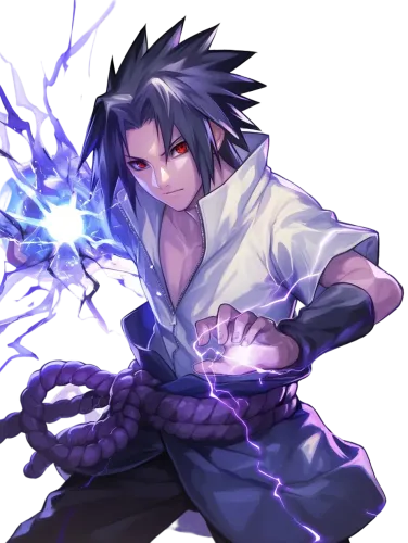 Sasuke Uchiha with Chidori - sasuke white shirt