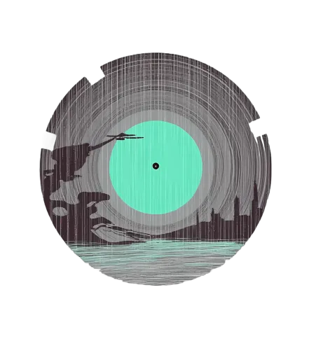 Graphic Tees: Echoes of Tomorrow - Vinyl Record Cityscape