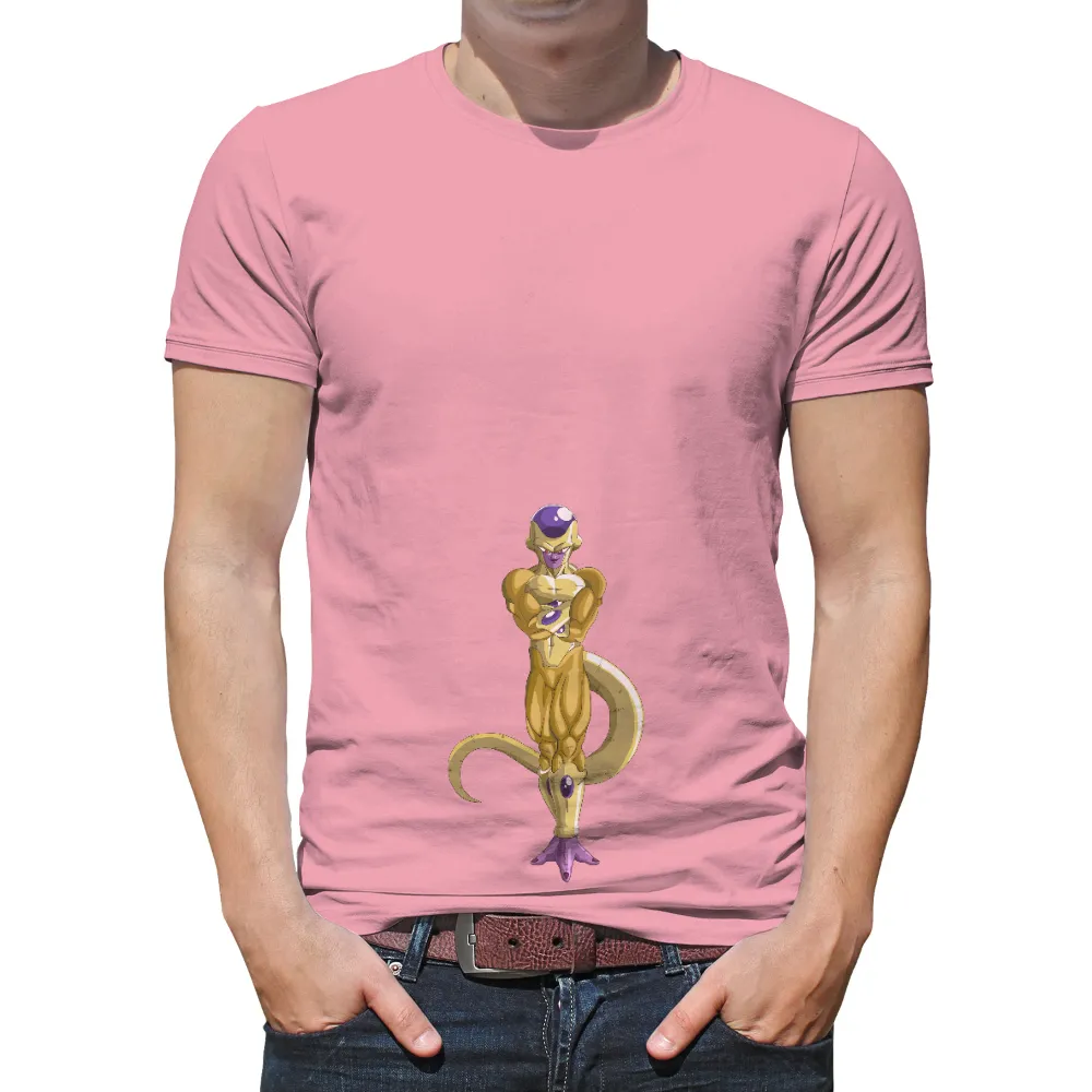 Custom Tee Shirts: Golden Warrior of Epic Proportions|blue shirt cartoon character