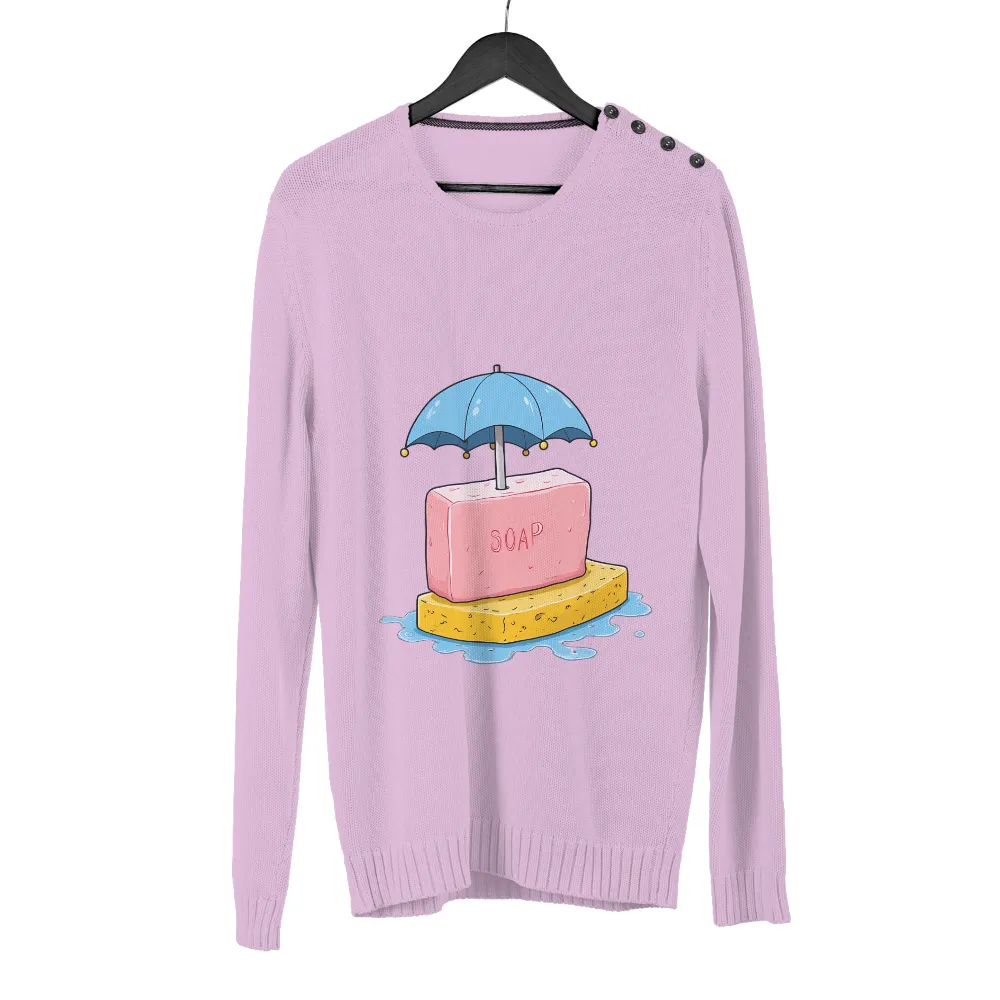 Shirts Graphic Tees: Whimsical Soap Bar with Umbrella - Funny & Quirky Design|ua uv protection