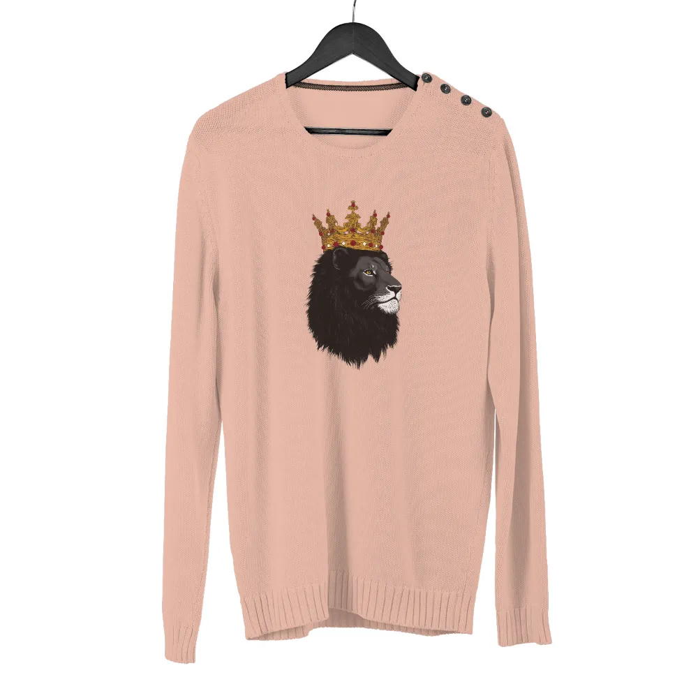 Custom T-Shirt Printing: Regal Lion with Crown - Artistic Design|old crown beer t shirt