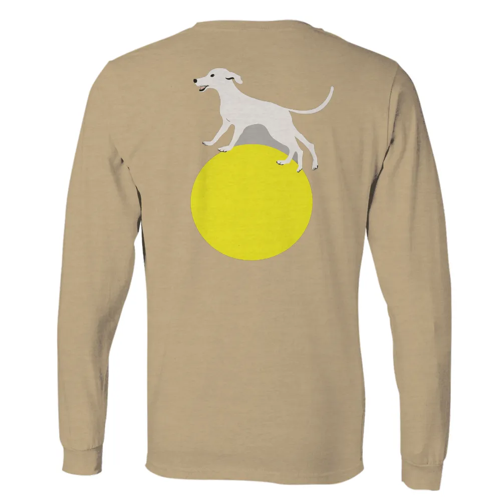 Custom Tee Shirts: Luna's Joyful Adventure - Playful Dog on Yellow Ball|happy mothers day dog shirt