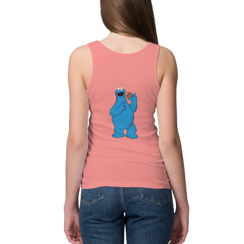 Custom Tee Shirts: Cookie Monster's Chocolate Chip Delight|black shirt cartoon character