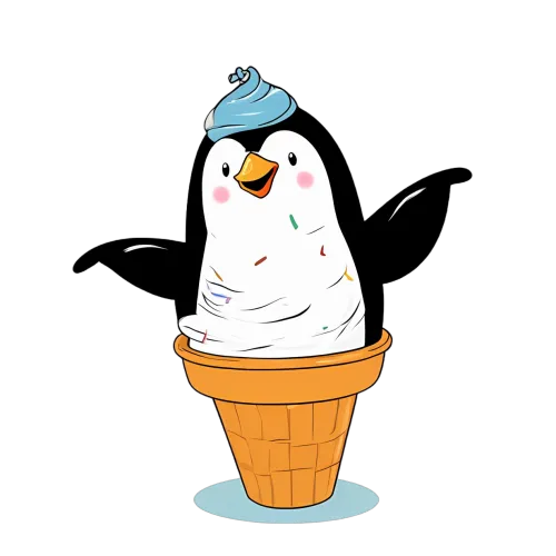 Tee Shirt Printing: Whimsical Penguin Ice Cream Cone - Funny & Colorful Design