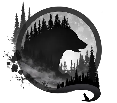 Tee Shirt Printing: Wolf Silhouette in the Forest Under Moonlight