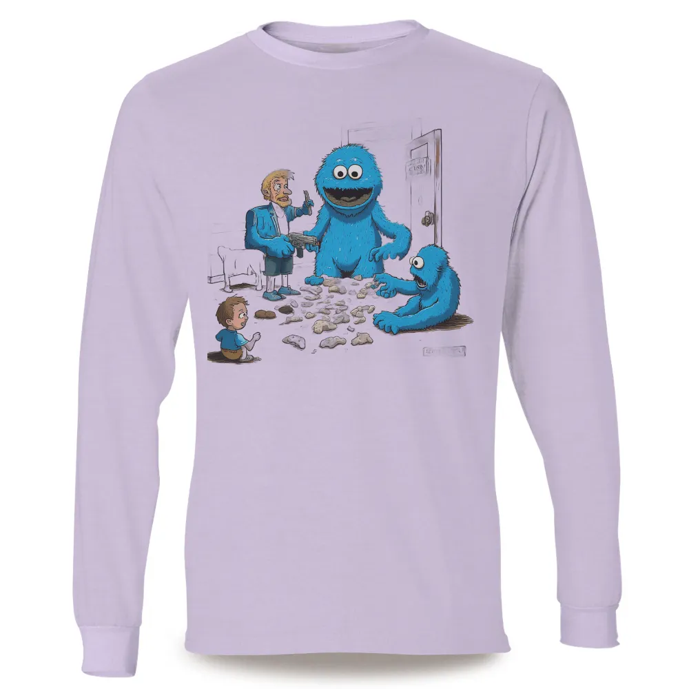 T-Shirts Custom: Detective Meets Cookie Creatures| large blue cookie monster