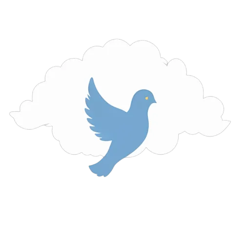 TShirt Design: Blue Bird Soaring Through Clouds - Freedom & Peace