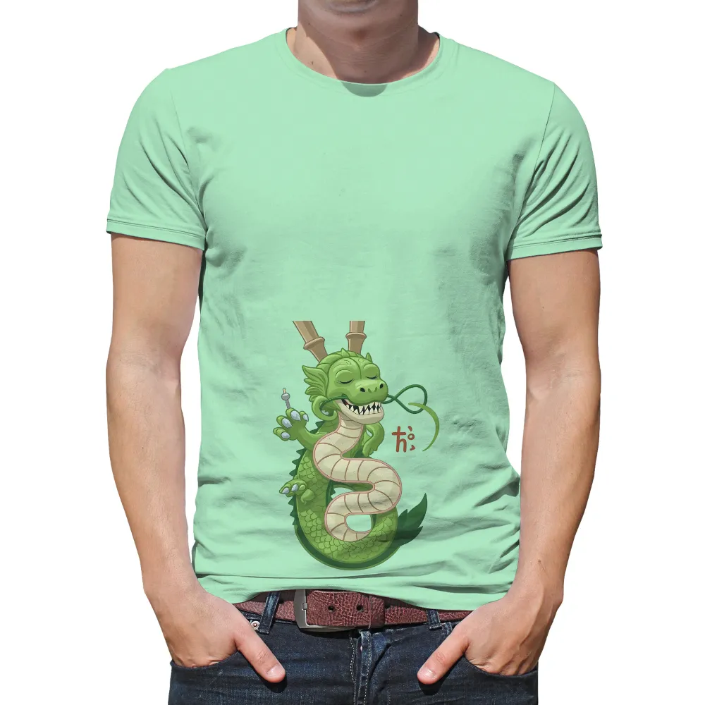 Custom T-Shirt Printing: Playful Dragon Design | Funny & Whimsical Tees| Whimsical dragon with a contented expression