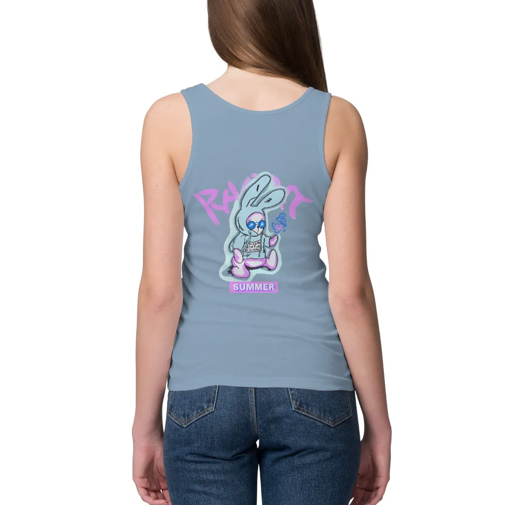 Tee Shirts Printed: Quirky Rabbit Summer Fun|summer walker graphic tee pink