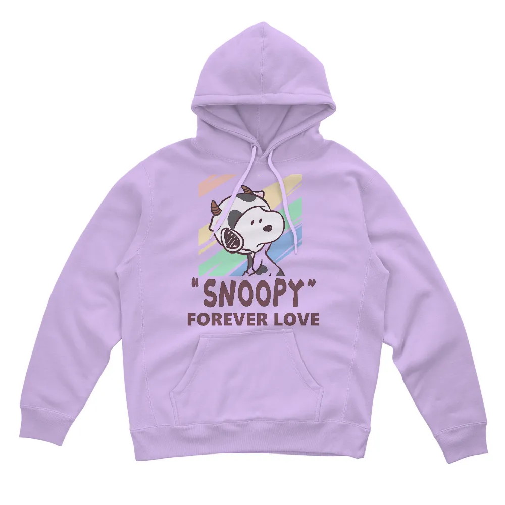 Snoopy Forever Love T-Shirt Printing - Pop Culture, Cow Costume, Pastel Colors|snoopy multitasking