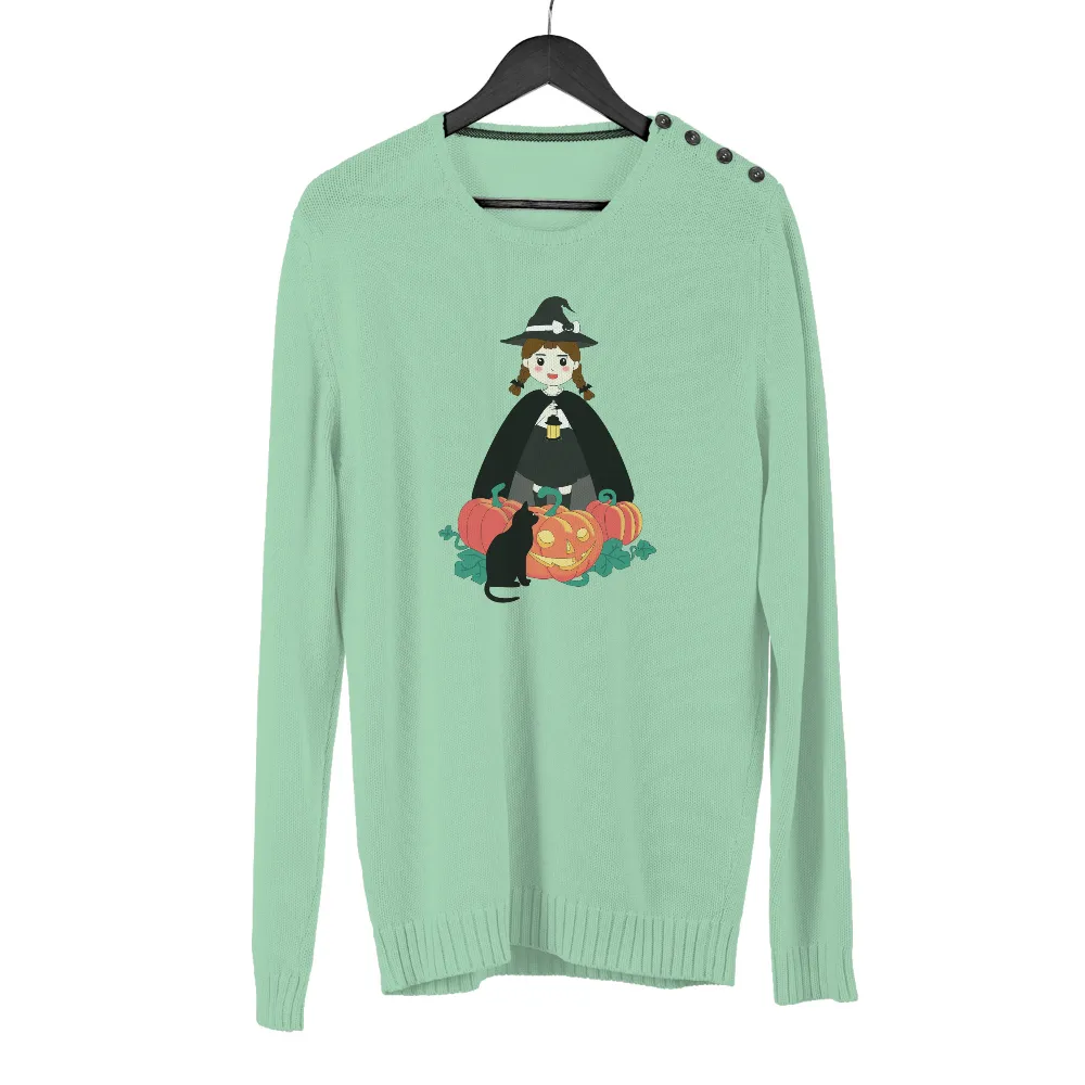 T-Shirts Custom: Halloween Witch with Pumpkins and Black Cat|vineyard vines halloween shirt 2022