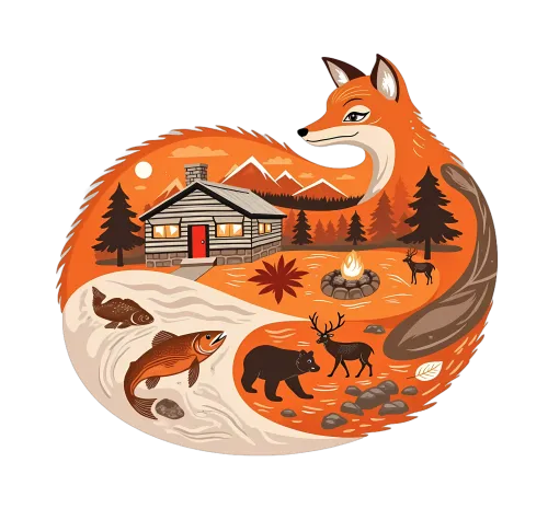 Tee Shirts Printed: Nature's Harmony with Fox and Cabin