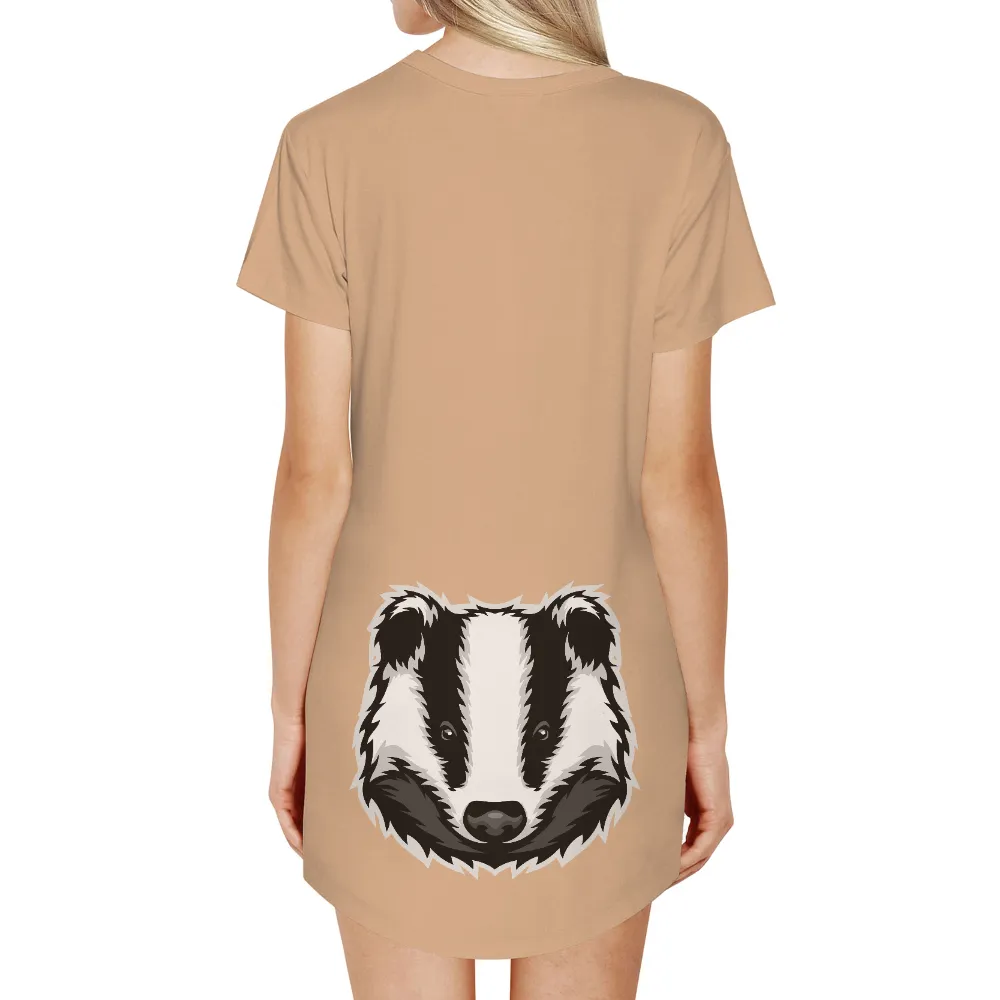 T-Shirts Pattern: Bold Badger Face - Adventure and Resilience|wildlife t shirt online