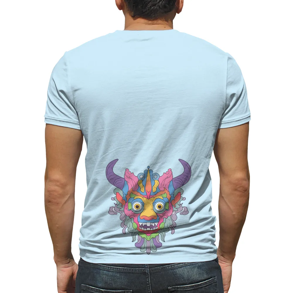 Vibrant Balinese Barong Mask Art Print|mythology summer shirt